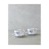 English Home Carmine Porselen 4 Parça 2 Kişilik Çay Fincanı Takımı 200 ml Lacivert-Beyaz