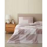 English Home Chain Patch Kolay Ütülenir Çarşaflı Tek Kişilik Nevresim Takımı 160x220 cm Mürdüm