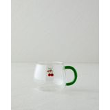 English Home Cherry Borosilikat Cam Kupa 400 ml Kırmızı - Yeşil