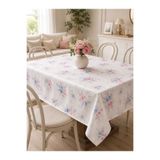 English Home Çiçek Desenli Kare Masa Örtüsü 145x145 cm - Makinede Yıkanabilir, %100 Polyester, Bahar Desenli Şık Masa Örtüsü