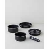 English Home ClickEase 6 Parça Premium Tencere ve Tava Seti Siyah - 16 cm