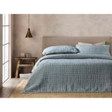 English Home Cosy Rectangles Dolgulu Jakarlı Tek Kişilik Yatak Örtüsü Takımı 160 x 240 cm Mavi