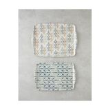 English Home Cosy Stripe Melamin Kaydırmaz 2'li Tepsi 42x31 cm + 25x38 cm Mavi