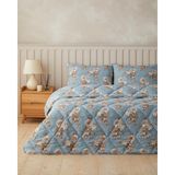 English Home Cozy Rose Desenli Pamuk Polyester Çift Kişilik Uyku Seti 195X215 cm Mavi-Kahve