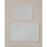 English Home Curveline Kaydırmaz Taban Banyo Paspası Seti 60X100 cm + 50X60 cm Bej