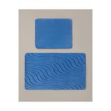 English Home Curveline Kaydırmaz Taban Banyo Paspası Seti 60X100 cm + 50X60 cm Mavi