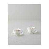 English Home Daisy Days New Bone China 4 Parça 2 Kişilik Cam Tabaklı Kahve Fincan Takımı 80 ml Pembe - Yeşil