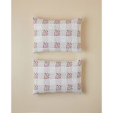 English Home Daisy Plaid Yastık Kılıfı 2'li Set Kırmızı Mavi 50x70 cm Kareli Çiçek Desenli Kolay Ütülenebilir - 50 x 70 cm - Kırmızı - Mavi