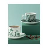 English Home Dear Porselen 4 Parça 2 Kişilik Kahve Fincan Takımı Koyu Yeşil