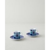 English Home Echo Porselen 4 Parça 2 Kişilik Kahve Fincan Takımı 80 ml Mavi
