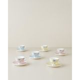 English Home Evelina New Bone China 12 Parça 6 Kişilik Kahve Fincan Takımı 90 ml Açık Pembe-Sarı-Mavi - Açık Pembe - Sarı