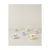 English Home Evelina New Bone China 12 Parça 6 Kişilik Kahve Fincan Takımı 90 ml Açık Pembe-Sarı-Mavi