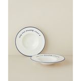 English Home Feel Meal Porselen 2'li Makarna Tabağı 27 cm Beyaz - Lacivert - Lacivert - Beyaz