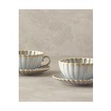 English Home Fiore New Bone China 4 Parça 2 Kişilik Çay Fincanı Takımı Gri