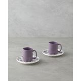 English Home Floretta Bone Porselen 4 Parça 2 Kişilik Kahve Fincan Takımı 90 ml Mor