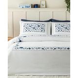 English Home Flower Chain Dijital Baskılı Pamuklu Tek Kişilik Çarşaflı Nevresim Takımı 160x220 Cm Lacivert Beyaz