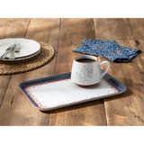 English Home Floweret Melamin Kaydırmaz Tepsı 20X28,5 cm Lacivert