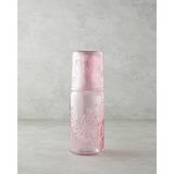 English Home Flowery Cam Başucu Sürahi 1200 ml + 400 ml Pembe - 1,2 lt