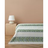 English Home Forest Blossom Baskılı Pamuklu Tek Kişilik Pike 150X220 cm Yeşil - Koyu Yeşil