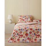 English Home Fragrant Garden Kolay Ütülenir Çarşaflı Tek Kişilik Nevresim Takımı 160x220 cm Kırmızı - Yeşil - 160 x 220 cm