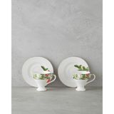 English Home Garden Dream New Bone China 4 Parça 2 Kişilik Kahve Fincan Takımı 90 ml Yeşil-Beyaz - Yeşil - Beyaz