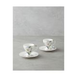 English Home Garden Lovely New Bone China 4 Parça 2 Kişilik Kahve Fincan Takımı 90 ml Yeşil-Beyaz