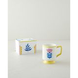 English Home Gifty Flower New Bone China Kupa 310 ml Pembe-Sarı-Mavi - Pembe - Sarı