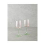 English Home Glimmer Cam 2'li Kadeh 250 ml Pembe - Yeşil