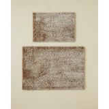 English Home Glossy Kaydırmaz Taban Banyo Paspası Seti 60X90 + 40X60 cm Bej