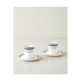English Home Glowy White Bone Porselen 4 Parça 2 Kişilik Kahve Fincan Takımı 90 ml Siyah-Beyaz-Gold
