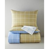 English Home Gridline Kolay Ütülenir Çarşaflı Çift Kişilik Nevresim Takımı 200X220 cm Yağ Yeşili- Mavi - 200 x 220 cm
