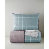 English Home Gridline Kolay Ütülenir Çarşaflı Tek Kişilik Nevresim Takımı 160X220 cm Seledon-Mürdüm - 160 x 220 cm