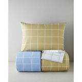 English Home Gridline Kolay Ütülenir Çarşaflı Tek Kişilik Nevresim Takımı 160X220 cm Yağ Yeşili- Mavi - 160 x 220 cm