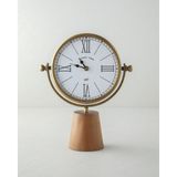 English Home Hilly MDF Masa Saati 32 cm Kahve Yuvarlak Şekil ve Sessiz Mekanizma