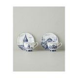 English Home İstanbul New Bone China 4 Parça 2 Kişilik Kahve Fincanı 90 ml Beyaz - Lacivert