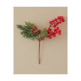English Home Kokına Pinecone Tek Dal Yapay Çiçek Kırmızı