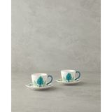 English Home Love Jungle New Bone China 4 Kahve Fincan Takımı 4 Parça 2 Kişilik Yeşil