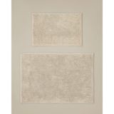 English Home Macaroni Kaydırmaz Taban Bej Banyo Paspası Seti 60x90 + 40x60 cm Desenli Özellikli