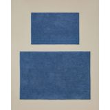 English Home Mavi Macaroni Kaydırmaz Taban Banyo Paspası Seti Desenli 60x90 + 40x60 cm