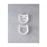 English Home Mingle Cats Seramik 2'li Kase 14 cm Beyaz