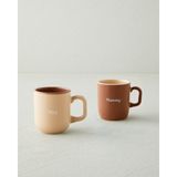 English Home Mini&mummy Seramik Ikili Kupa 150-230 ml Krem-Kahverengi - Krem - Kahverengi