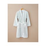 English Home Mono Stripe Pamuk Bornoz Beyaz - Yeşil