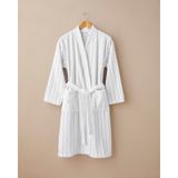 English Home Mono Stripe Pamuk Bornoz L-Xl Beyaz - Gri - L - XL