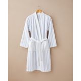 English Home Mono Stripe Pamuk Bornoz L-Xl Beyaz - Mavi - L - XL