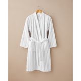 English Home Mono Stripe Pamuk Bornoz S-M Beyaz - Gri - S - M