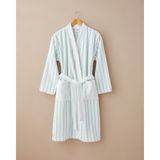 English Home Mono Stripe Pamuk Bornoz S-M Beyaz - Yeşil - S - M