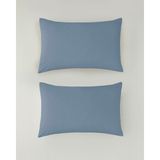English Home Novella Premium Pamuk Dokulu 2'li Yastık Kılıfı 50x70 cm Denim Mavi