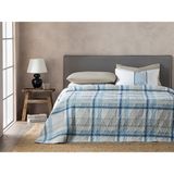 English Home Ocean Plaid Mavi Renkli Çift Kişilik Çok Amaçlı Örtü 200 x 220 cm Leke Tutmaz Kumaş