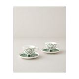 English Home Octavia New Bone China 4 Parça 2 Kişilik Kahve Fincan Takımı 90 Ml Koyu Yeşil, Koyu Yeşil, 8684233401371