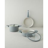 English Home Oslo Seramik 5 Parça Tencere Seti 22-26-26 cm Gri